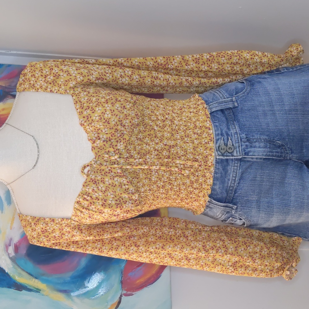 Cottage Floral Print Peasant Top